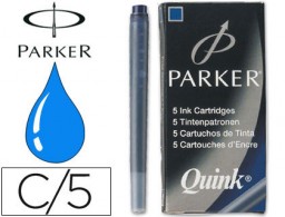 5 cartuchos tinta estilográfica Parker azul permanente